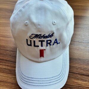 Michelob Ultra Hat Ball Cap ONE SIZE Strap Back White Lightweight Light Beer